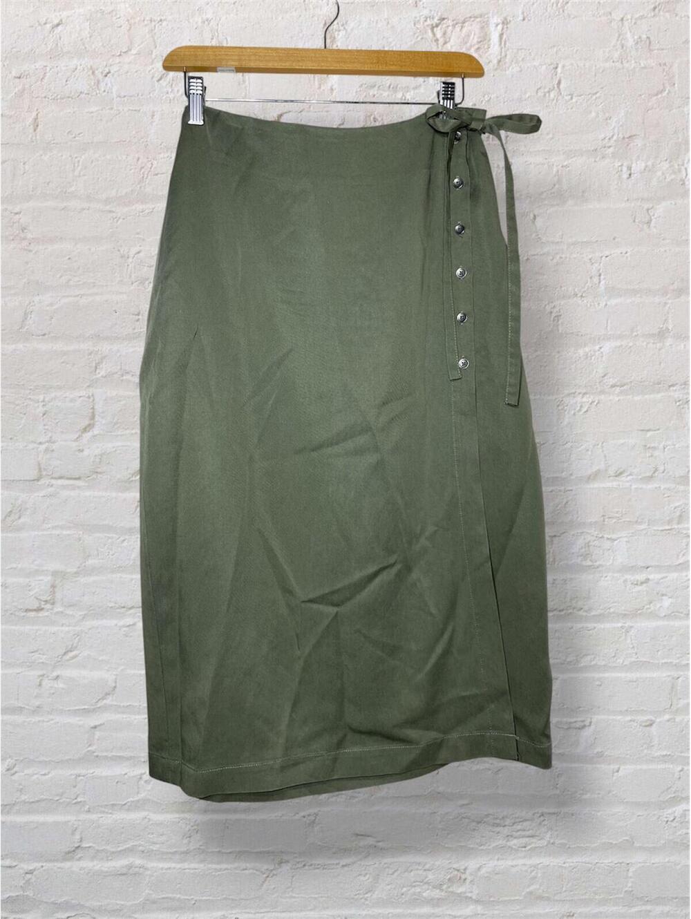 Marine Layer Olive Wrap Midi Skirt Scandi Minimal Clean M